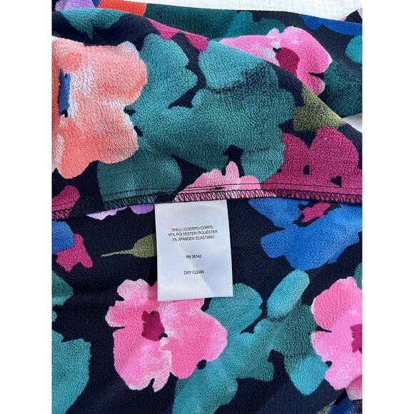 Clover and Sloane Long Sleeve Tiered Midi Black & Floral Dress Women's US 4 - Picture 6 of 7